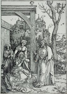 A Szűz élete: Jézus elbúcsúzik édesanyjától (Bartsch 92) alkotó: Albrecht Dürer
