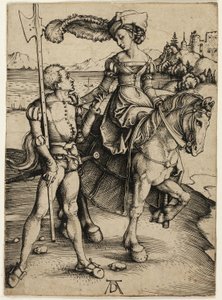 Hölgy lóháton és Landsknechtben alkotó: Albrecht Dürer