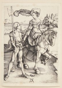 Hölgy lóháton és lansquenet alkotó: Albrecht Dürer