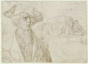 Férfi mellkép (Aert Bruyn) és tájkép Andernach közelében alkotó: Albrecht Dürer