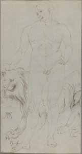 Férfi akt oroszlánnal [verso] alkotó: Albrecht Dürer