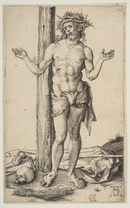 Fájdalmak embere kitárt karral, kb. 1500. alkotó: Albrecht Dürer