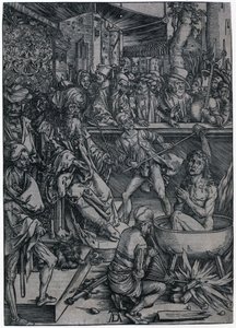 János evangélista vértanúsága, 2. lap  „Az Apokalipszis” sorozatból alkotó: Albrecht Dürer