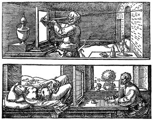 Perspektíva gép, 1525, 1936 alkotó: Albrecht Dürer