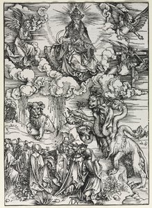 Szent János kinyilatkoztatása: Fenevad kosszarvokkal, 1511. alkotó: Albrecht Dürer