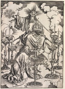 Szent János kinyilatkoztatása: Szent János a hét gyertyatartót nézi alkotó: Albrecht Dürer