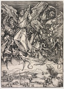 Szent János kinyilatkoztatása: Szent Mihály harcol a sárkánnyal alkotó: Albrecht Dürer