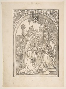 Rosvitha a Vígjátékokat bemutató I. Ottó császárnak. Illusztráció az Opera Hrosvi....n.d. alkotó: Albrecht Dürer