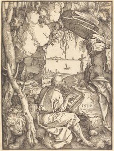 Szent Jeromos egy barlangban alkotó: Albrecht Dürer