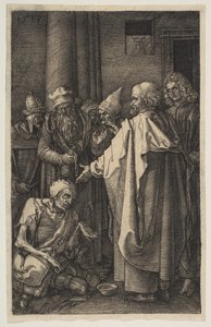 Szent Péter és Szent János a templom kapujában, a Passióból, 1513. alkotó: Albrecht Dürer