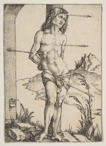 Szent Sebestyén az oszlophoz kötve, kb. 1499. alkotó: Albrecht Dürer