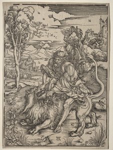 Sámson megöli az oroszlánt alkotó: Albrecht Dürer