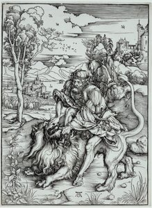 Sámson megöli az oroszlánt alkotó: Albrecht Dürer
