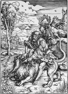 Sámson megöli az oroszlánt alkotó: Albrecht Dürer