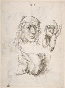 Önarckép, Tanulmány egy kézről és egy párnáról alkotó: Albrecht Dürer