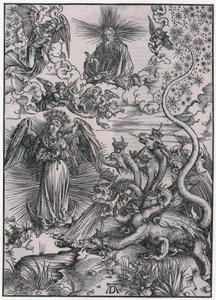 A Napasszony és a hétfejű sárkány, IX. alak, a „Jelenések” sorozat 11. lapja alkotó: Albrecht Dürer
