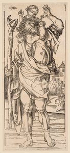 Szent Kristóf átkelő a patakon, 1528. alkotó: Albrecht Dürer