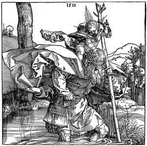 Szent Kristóf a csecsemő Krisztust cipelő, 1511, 1936 alkotó: Albrecht Dürer