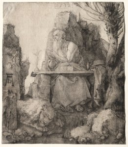Szent Jeromos egy pollard fűz közelében ül, 1512. alkotó: Albrecht Dürer