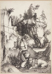 Szent Jeromos bűnbánó a pusztában alkotó: Albrecht Dürer