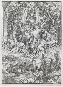 Szent János Isten és a vének előtt, az „Apokalipszis” sorozatból alkotó: Albrecht Dürer
