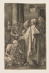Szent Péter és Szent János meggyógyít egy nyomorékot a templom kapujánál alkotó: Albrecht Dürer