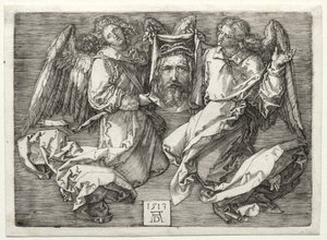 Sudarium Két angyal által megjelenítve. alkotó: Albrecht Dürer