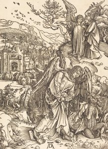 Az angyal a feneketlen gödör kulcsával, 1498. alkotó: Albrecht Dürer
