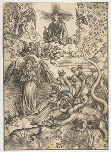 Az apokaliptikus nő az Apokalipszisből, latin kiadás, 1511, 1511. alkotó: Albrecht Dürer