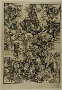 A kétszarvú állat, mint egy bárány, Az Apokalipszisből alkotó: Albrecht Dürer