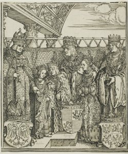 A kongresszus és a kettős eljegyzés Bécsben, I. Maximilian diadalívéből alkotó: Albrecht Dürer