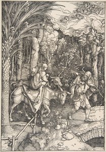 A menekülés Egyiptomba, A Szűz életéből, latin kiadás, 1511, 1511. alkotó: Albrecht Dürer