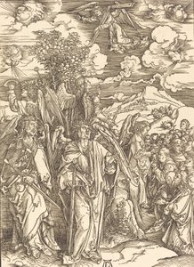 A szeleket tartó négy angyal, 1498. alkotó: Albrecht Dürer