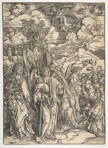 The Four Angels Holding the Winds, Az Apokalipszisből, német kiadás, 1498, kb. 1498. alkotó: Albrecht Dürer