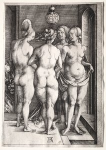 A négy boszorkány, négy meztelen nő, 1497. alkotó: Albrecht Dürer