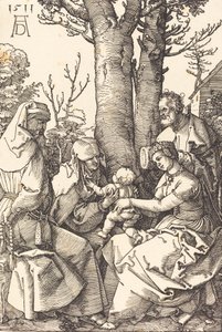 A Szent Család Joachimol és Annával egy fa alatt, 1511. alkotó: Albrecht Dürer