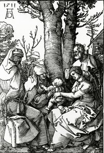A Szent Család Szent Annával és Szent Joachimmal, 1511 (fametszet) alkotó: Albrecht Dürer