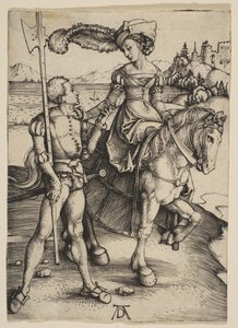 A Lady on Horseback és a Lansquenet, kb. 1497. alkotó: Albrecht Dürer