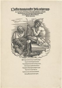 A bánat embere, akit egy katona gúnyol alkotó: Albrecht Dürer