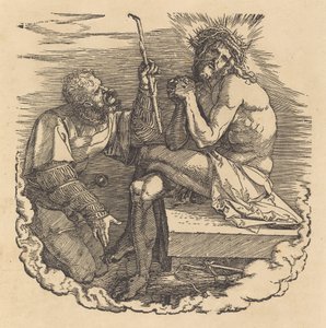 A bánat embere, akit egy katona csúfolt, valószínűleg 1511-ben. alkotó: Albrecht Dürer