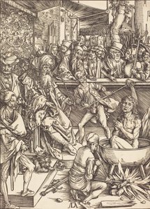 Szent János vértanúsága, valószínűleg c. 14961498. alkotó: Albrecht Dürer