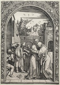 Joachim és Anna találkozása az Aranykapunál alkotó: Albrecht Dürer