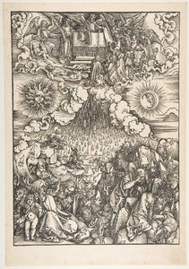 Az ötödik és hatodik pecsét felnyitása, az Apokalipszisből.n.d. alkotó: Albrecht Dürer