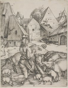A tékozló fiú a disznók között alkotó: Albrecht Dürer