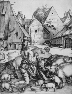 A tékozló fiú a disznók között alkotó: Albrecht Dürer