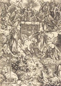 A hét angyal trombitákkal, 1498. alkotó: Albrecht Dürer