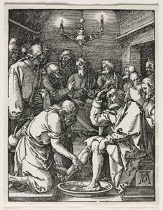 A kis passió: Szent Péter lábát mosó Krisztus. alkotó: Albrecht Dürer