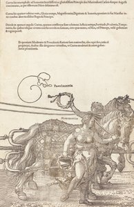 Maximilian I. diadalszekere A nagy diadalkocsi [8/3. tábla], 1523, latin kiadás. alkotó: Albrecht Dürer