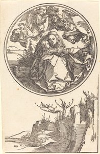 Két angyal által megkoronázott Szűz egy táj fölött alkotó: Albrecht Dürer