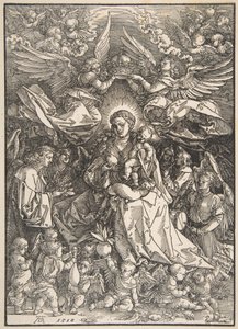 A Szűz, akit számos angyal vesz körül alkotó: Albrecht Dürer